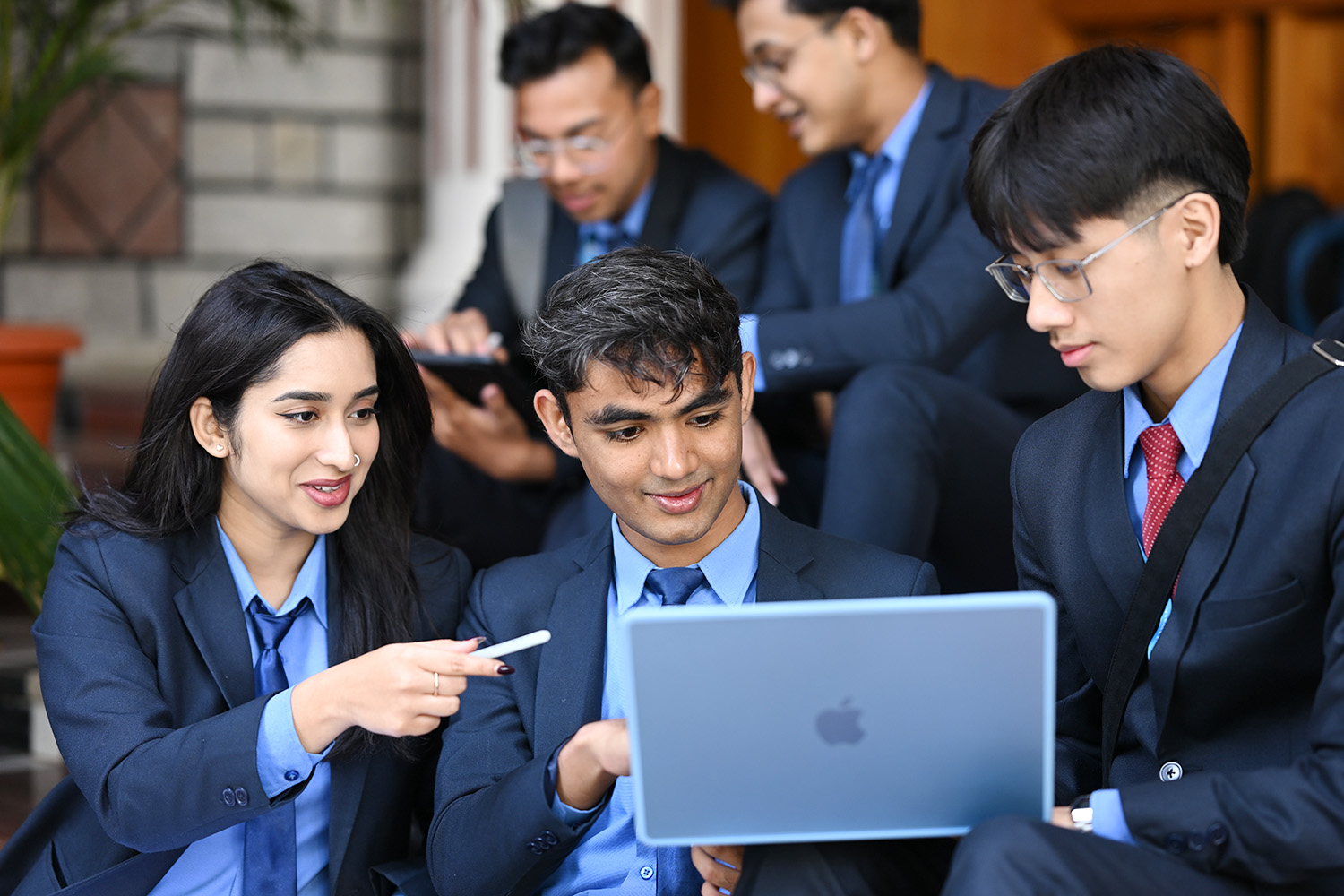 Students studying together